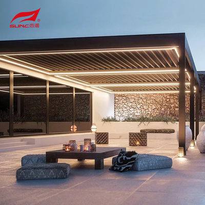 Waterproof Windproof Aluminum Retractable Pergola For Garden And Swimming Pool Space