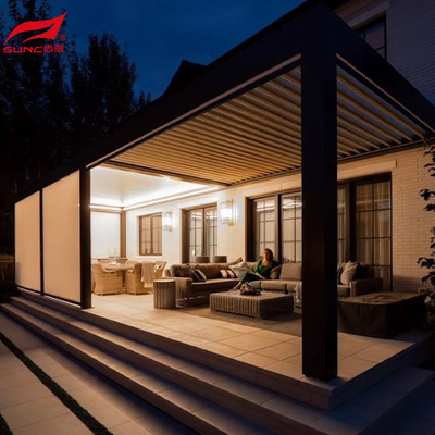 Modern Customized Downpipe size and Frame with SS Garde 304 Motorized Aluminium Pergola
