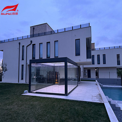 Electric Aluminum Alloy Pavilion Installed On The Roof Of Courtyard Villa Terrace Aluminum Pergola Louver
