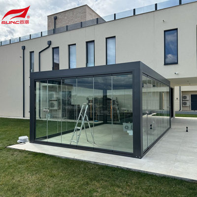 Electric Aluminum Alloy Pavilion Installed On The Roof Of Courtyard Villa Terrace Aluminum Pergola Louver