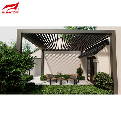 Smart Home Compatible Motorized Pergola Weatherproof Aluminum Pergola With Wall Mount Installation