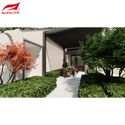 Smart Home Compatible Motorized Pergola Weatherproof Aluminum Pergola With Wall Mount Installation
