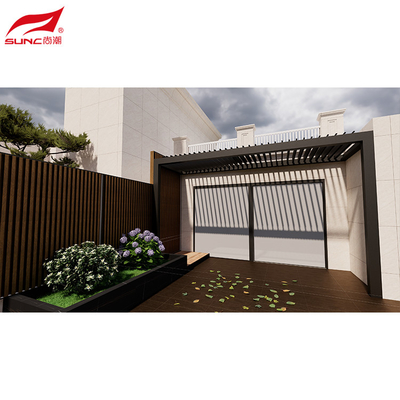 Smart Home Compatible Motorized Pergola Weatherproof Aluminum Pergola With Wall Mount Installation