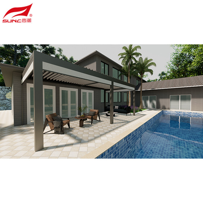 Aluminum Pergola Louver Roof Kit Motorized Waterproof Pergola System Remote Control Gazebo Cover