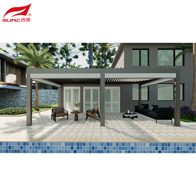 Modern Customized Downpipe size and Frame with SS Garde 304 Motorized Aluminium Pergola