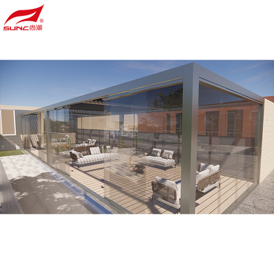 Waterproof Motorized Aluminium Pergola Remote Control Outdoor Grey Pergola for Swimming Pool