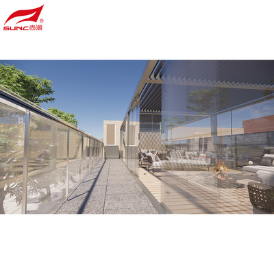 Waterproof Motorized Aluminium Pergola Remote Control Outdoor Grey Pergola for Swimming Pool