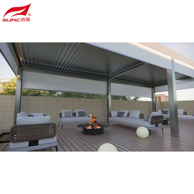 Modern Motorized Pergola Aluminum Freestanding Installation Adjustable Louver Roof