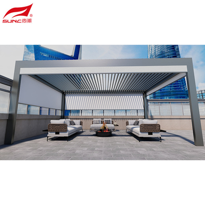Modern Motorized Pergola Aluminum Freestanding Installation Adjustable Louver Roof