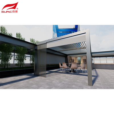 Modern Motorized Pergola Aluminum Freestanding Installation Adjustable Louver Roof