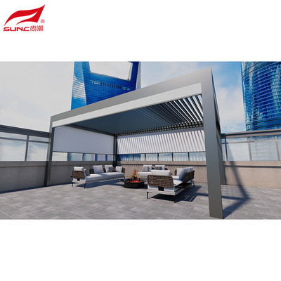 Modern Motorized Pergola Aluminum Freestanding Installation Adjustable Louver Roof