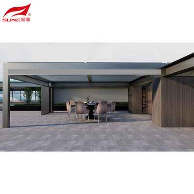 Modern Motorized Pergola Aluminum Freestanding Installation Adjustable Louver Roof