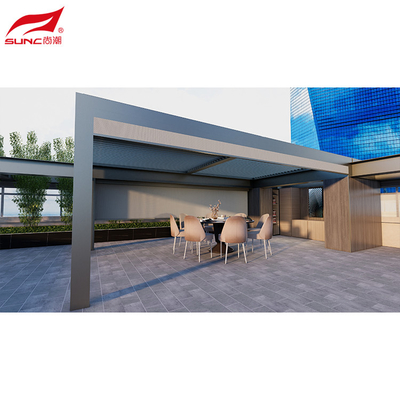 Modern Motorized Pergola Aluminum Freestanding Installation Adjustable Louver Roof