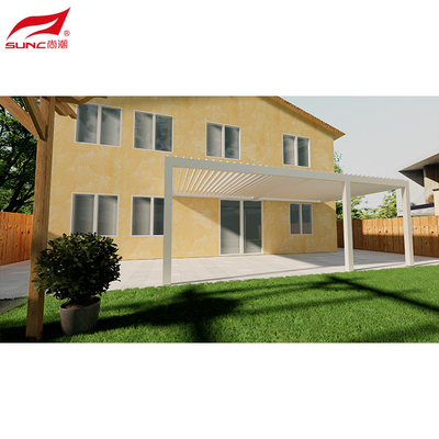 Outdoor Aluminum Pergola Waterproof Windproof Remote Control System Wall mounted or Freestanding
