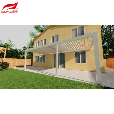 Outdoor Aluminum Pergola Waterproof Windproof Remote Control System Wall mounted or Freestanding