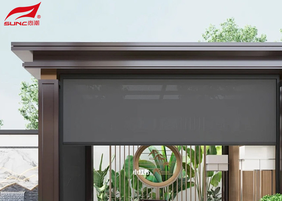 Outdoor Insect Proof Fabric Blackout with Roller Motor Zip Track Outdoor Blinds