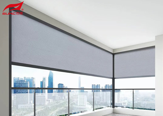Outdoor Insect Proof Fabric Blackout with Roller Motor Zip Track Outdoor Blinds