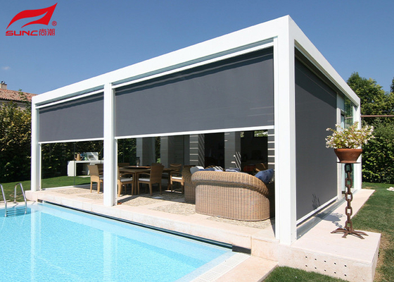 Window Outdoor Roller Blinds Waterproof Patio Roll Up Shade Zip Track Screen