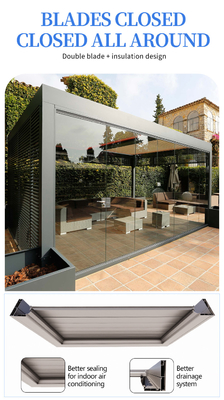 Modern Outdoor Motorized Retractable Roof Pergola with ip67 Testing and Customized Aluminium Frame