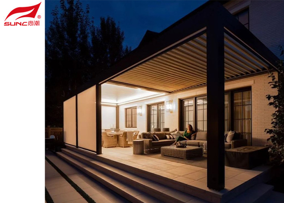 Customized Frame with Aluminium Alloy 6063 Drainage System and IP 67 Testing Retractable Roof Pergola