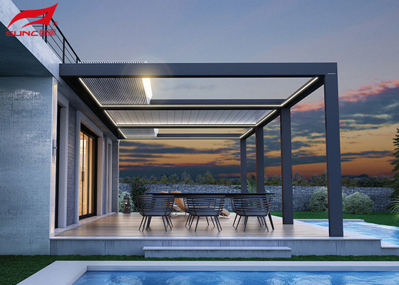 Outdoor Modern Motorized Retractable Roof Backyard Pergola With Customized Frame And Side Screen