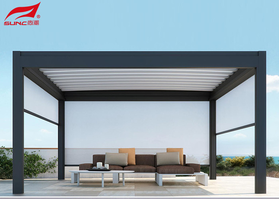 Outdoor Modern Motorized Retractable Roof Backyard Pergola With Customized Frame And Side Screen