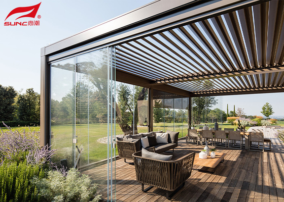Outdoor Customized Motorized Backyard Pergola With Almuminium Alloy 6063 And IP67 Testing