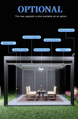 Outdoor Customized Motorized Backyard Pergola With Almuminium Alloy 6063 And IP67 Testing