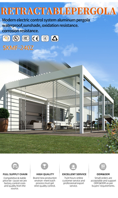 Outdoor Modern Aluminum Motorized Louvre Roof Sun Bioclimatic Pergola For Garden and Swimming Pool