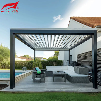 Elegant Grey Aluminum Pergola Waterproof Outdoor Living Space Oasis With Smart Control