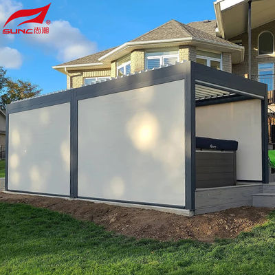 Motorized Adjustable Aluminum Pergola 3x3m Size Wall-mounted Installation