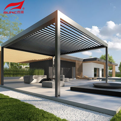 Waterproof Aluminum Retractable Pergola / Aluminium Perforated Panel With Remote Control