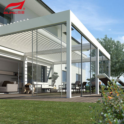 Waterproof Aluminum Retractable Pergola / Aluminium Perforated Panel With Remote Control