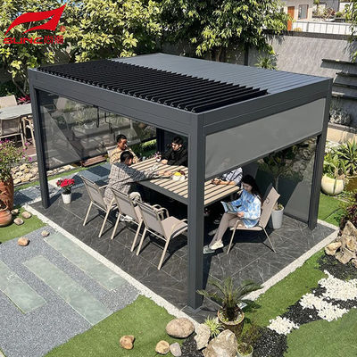 Smart Remote Controlled Aluminum Garden Pergola Waterproof Windproof Gazebo Outdoor/Freestanding