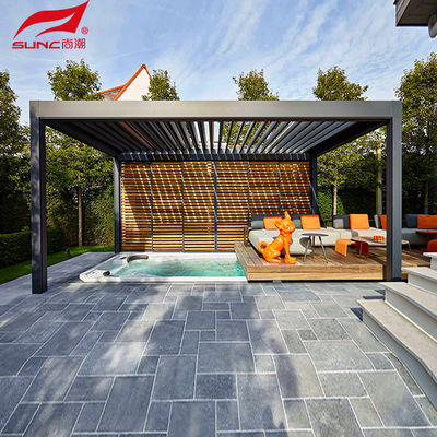 Waterproof Motorized Aluminum Pergola For Wall-mounted Installation In Swimming Pool And Garden
