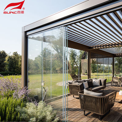 Waterproof Motorized Aluminum Pergola For Wall-mounted Installation In Swimming Pool And Garden