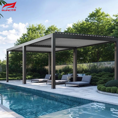 Customized Size Motorized Aluminum Pergola In White Color Ideal For Garden And Swimming Pool