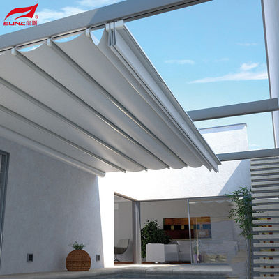 Easily Assembly Retractable Roof Pergola Added Features LED Light Strips Wall-mounted Installation