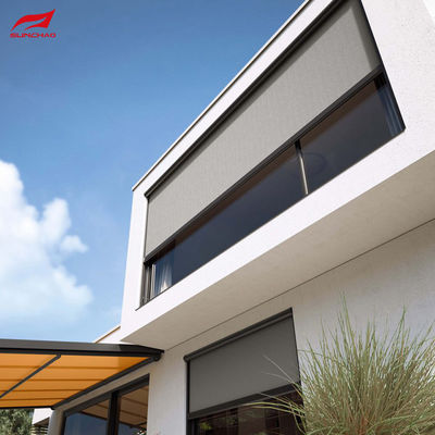 6 M Height Max Size Blackout Retractable Window Treatments with Rainproof Function in Commercial Spaces