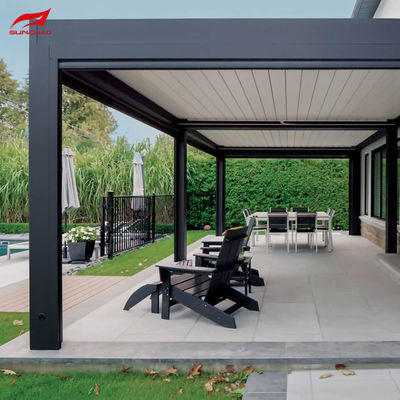 White Motorized Aluminum Pergola Wall-mounted or Freestanding with Remote Control and Smart Home Integration