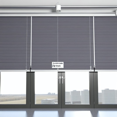 Dark Grey/White/Custom Made Colour Zip Track Blinds 5% 10% 30% 100% Optional Openness Factor Aluminium Alloy Side Track