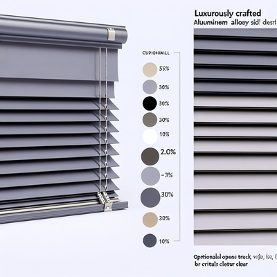 Dark Grey/White/Custom Made Colour Zip Track Blinds 5% 10% 30% 100% Optional Openness Factor Aluminium Alloy Side Track