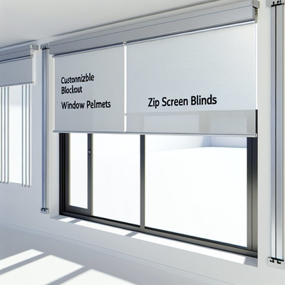 Customizable Blockout Window Pelmets with Aluminium Zip Screen Blinds