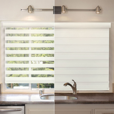 DIY Smart Battery Operated Roller Blinds , Zebra Roller Shade Dual Fabric