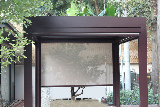 Manual Outdoor Roller Shades Heavy Duty Polyester UV Coating Easy Operation