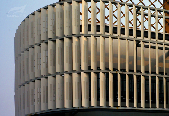 Polyester Coating Weatherproof Louvres System Anodization Woodgrain Vertical