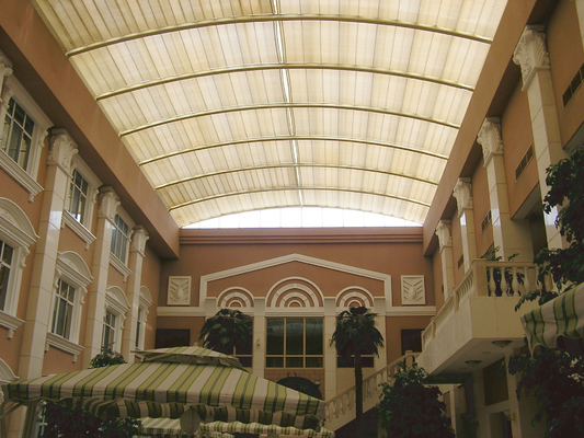 Architectural Tension Shade System Skylight Motor Heat Resistance Fiberglass Fabric
