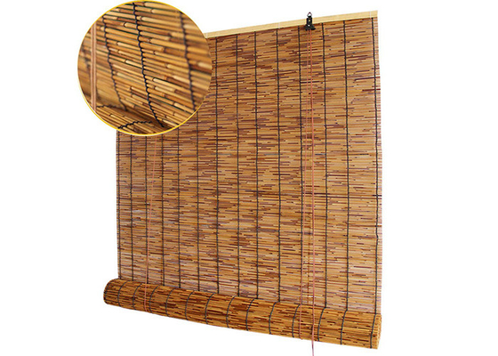 Thermal Insulation Manual Natural Reed Blinds Custom Window Bamboo Mat Blinds