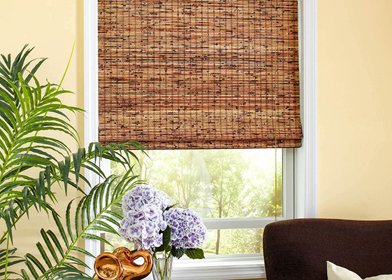 Thermal Insulation Manual Natural Reed Blinds Custom Window Bamboo Mat Blinds