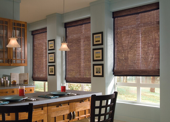 Straw Material Manual Roller Blind Interior Decoration For Bedroom / Living Room